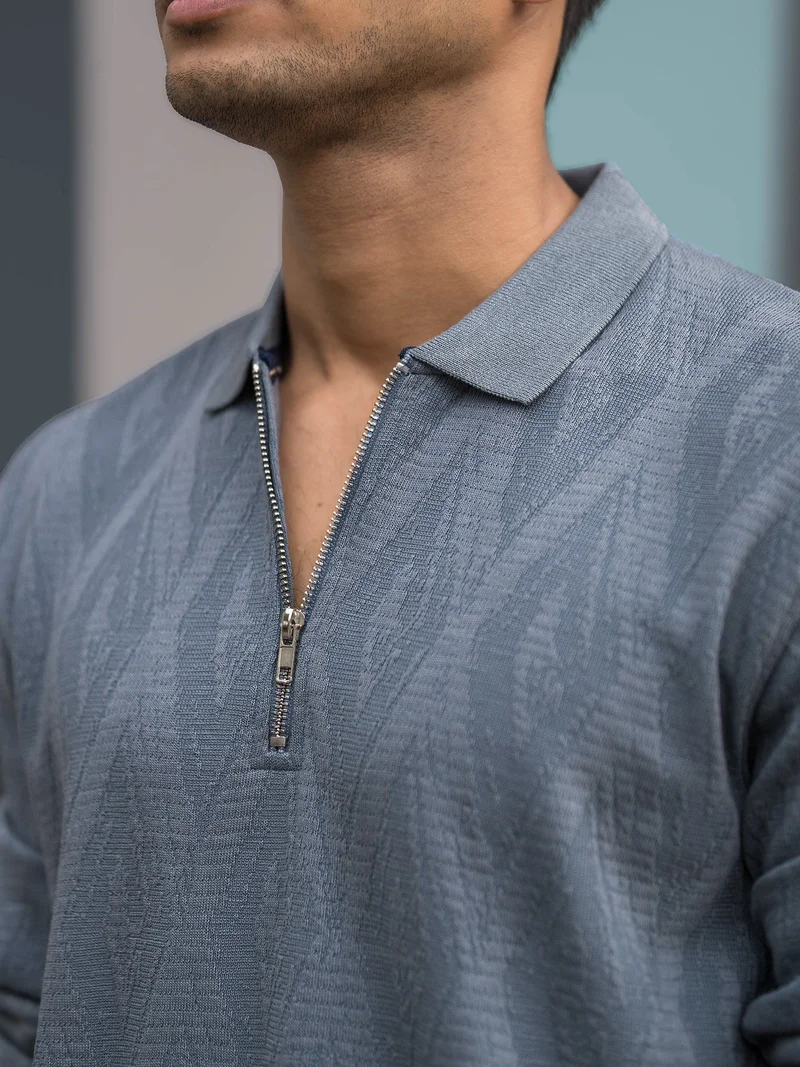 مانياك Maniac Mens AOP Printed Round Neck Half Sleeve Light Grey Cotton Tshirt